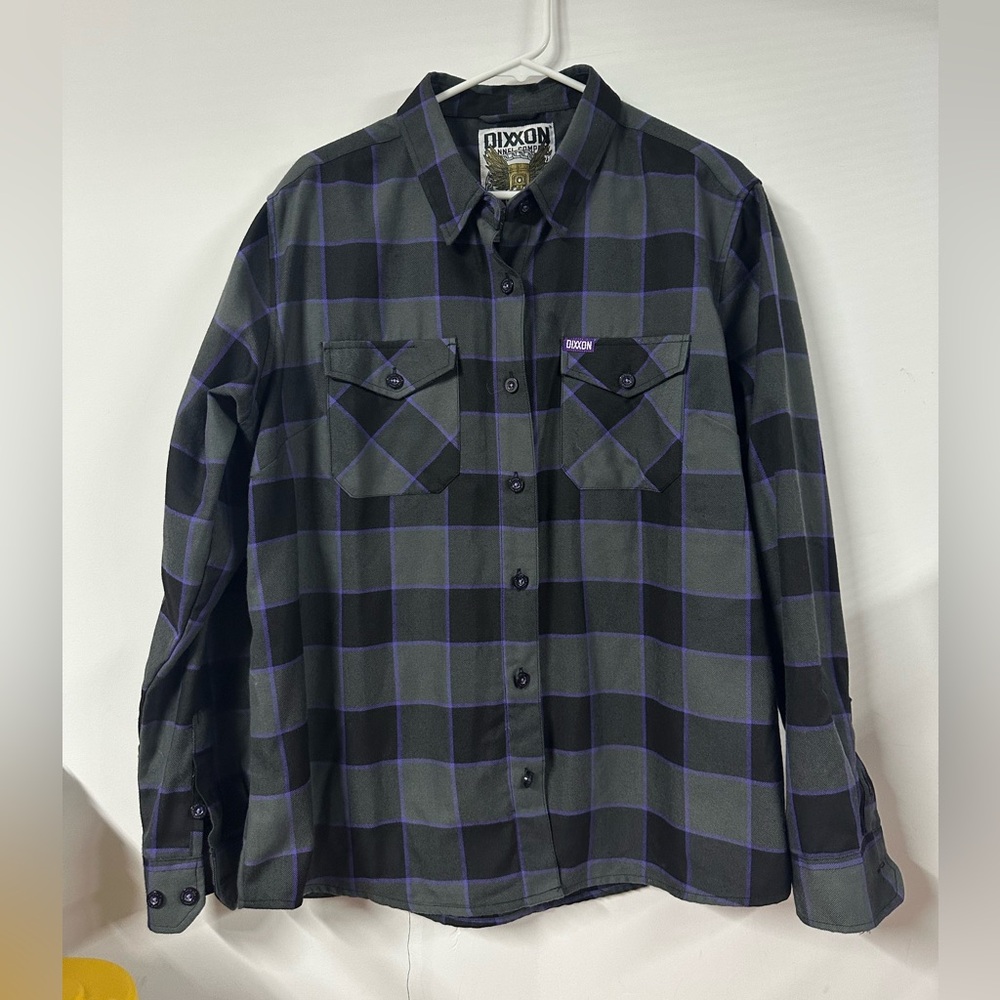 DIXXON Flannel The Gift Size 2X Long Sleeve Button Up Black Gray Purple Shirt
